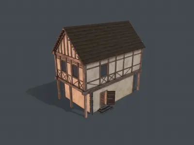Medieval house Free low-poly 3D model 5