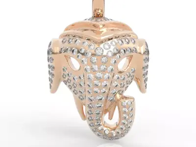 Luxury Diamond Ganesha Pendant Necklace 3D print model