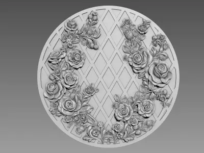 Roses Bas-relief 3D model
