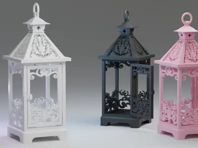 Victorian Style Lantern Small Vintage Candle Lantern 3D model