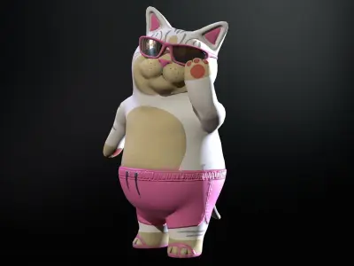 Cat in Glass Low-poly 3D model