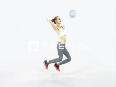 Beauty 17D Jumping Smashing Jumping Sports Woman Low-poly 3D model