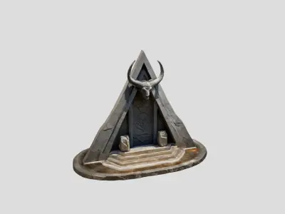 Medieval Modular Wall Altar Stone Low-poly 3D model