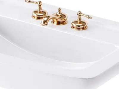Vega Small Wall Mounted Bathroom Vessel Sink 3D model