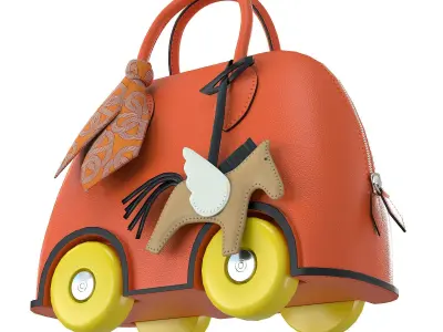 Hermes Mini Bolide Bag On Wheels Orange Low-poly 3D model