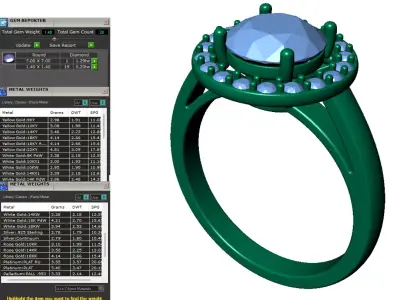 Round Halo Split Shank Engagement Ring 3D Printable CAD 3D print model