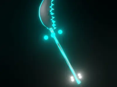 SPEAR DRAGON NAGINATA WITH SPEARS ON THE BACK AND ENERGY BALL Low-poly 3D model