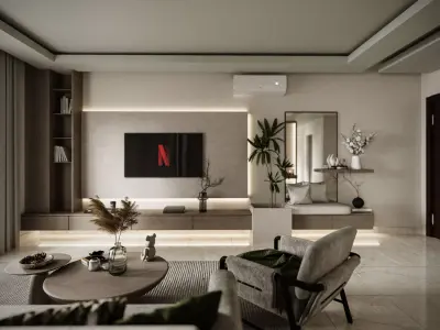 Modern Apartment Interior Living Dining  and Bedroom Corona 3D model