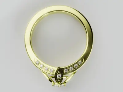 Twisted Halo Diamond Ring 3D model