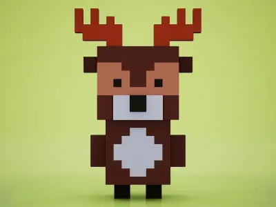 Voxel - Deer Low-poly 3D model