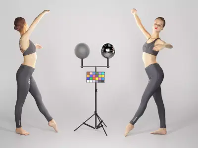 Sporty woman dancing 136 Low-poly 3D model