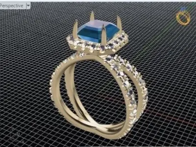 Braided emerald cut ring 332 3D print model