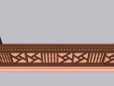 Islamic-Style Balcony Railing 3D Model 3D model