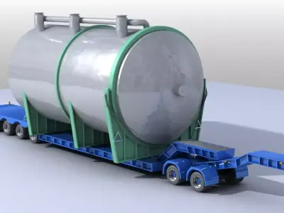 Heavy Lowboy Trailer Low-poly 3D model