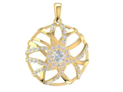 Floral Round Diamond Pendant Jewelry 2234 3D print model