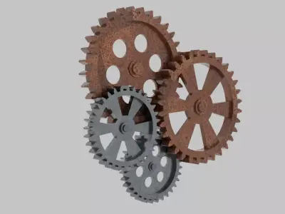 Industrial Metal Gears Wall Art Low-poly 3D model