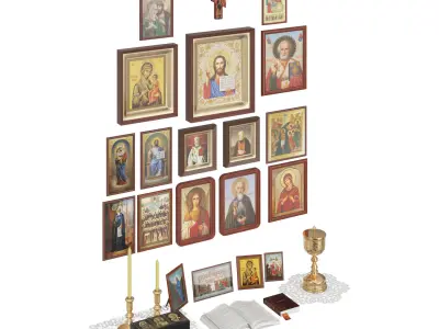 Home altar icons set 3D model