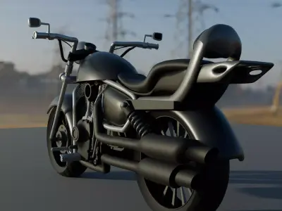 Rigged Cruiser Motorcycle 3D model
