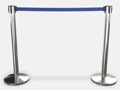 Stanchion with Blue Retractable Belt 3D model