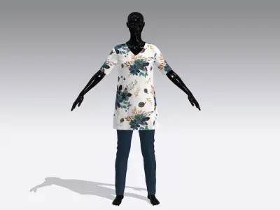 Female Cloth Dress Low-poly 3D model