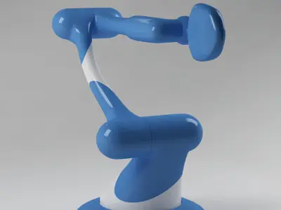 Industrial Robot arm joint  blue and white 3D model