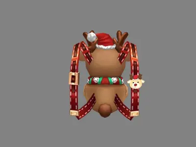 cartoon christmas backpack  - elk doll decoration Low-poly 3D model