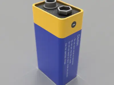 9v Battery Low-poly 3D model