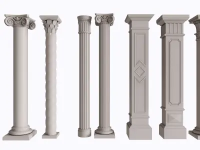 An Extensive Showcase of Various Roman and Greek Column Styles 3D model