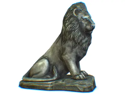Low Poly 3d Statue Lion Dark Metal Cast Iron Low-poly 3D model
