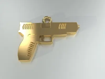 Pistol Pendant Gold Silver Platinum Luxury Jewelry 3D print model