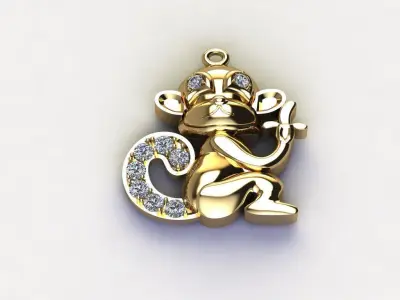 Monkey pendant jewelry  3D model