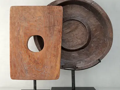 Teakwood Sculptures on Stand 3D model