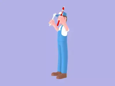 Stylized 3D Male Mechanic Character - Dual Wrench Cartoon Worker 3D model