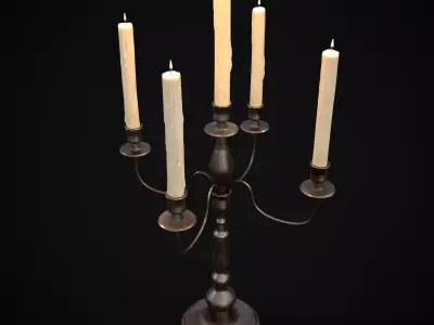 Five Point Candelabra Low-poly 3D model