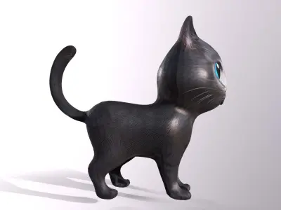 Cat Cartoon Animated and Rigged Low-poly 3D model