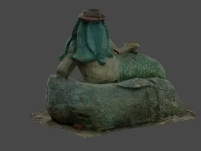 Mermaid statue Low-poly 3D model