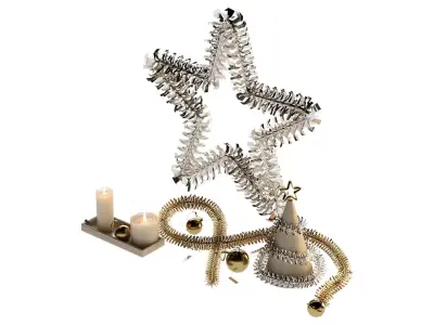 Decorative New Year set with tinsel 3D model