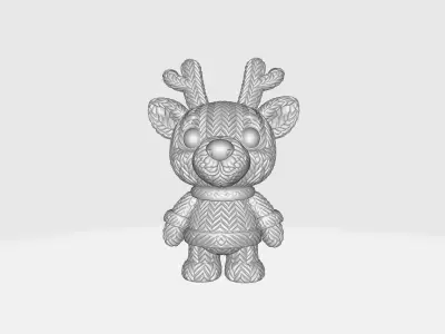 Cute Christmas Reindeer Plush Toy Style Holiday Decoration 3D print model