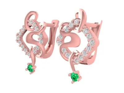 Luxury Snake Earrings with Diamond and Gemstone Accents 1144 3D print model