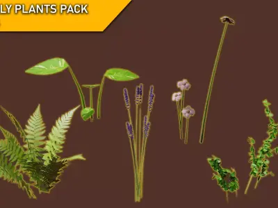 Low poly plants pack - 5 Units Low-poly 3D model