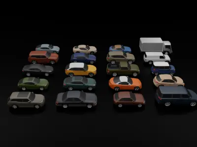 Low Poly Car Pack - 20 VEHICLES Low-poly 3D model