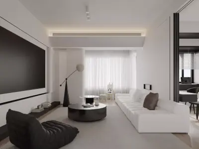 Modern living room dining room interior scenes 257 3D model