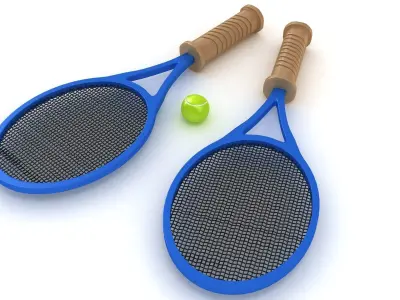 Tennis Racquet with Bal 3D model