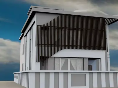 Modern TwoLevel House A60 DWG SketchUp Model 3D model