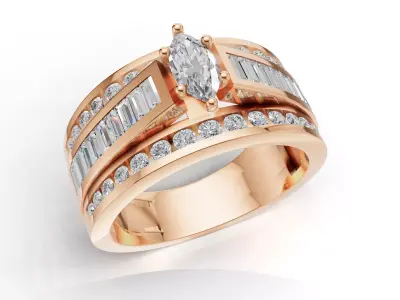 AV 737 Diamond Womens Engagement Ring 3D print model