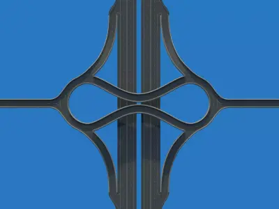 DOG BONE Highway Interchange 3D Model Low-poly 3D model