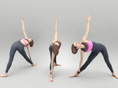 Young woman doing sport exercises 425 Low-poly 3D model