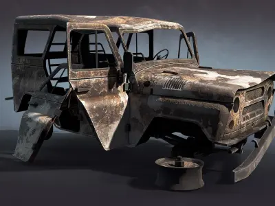 UAZ-3151 Burnt Low-poly 3D model