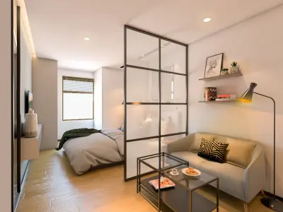 Bedroom at Apartmement 24m square 3D model
