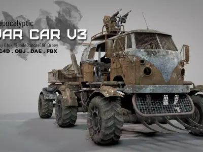 Apocalyptic War Cars v3 3D model